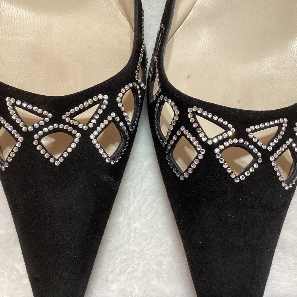 Emma Hope Cut-Out Design Rhinestone Kitten Heel Black US 8 (EU 38) Made in Italy - Picture 7 of 9